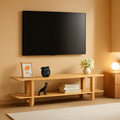 Bamboo TV Stand For 65 Inch TVs With Shelves And Storage