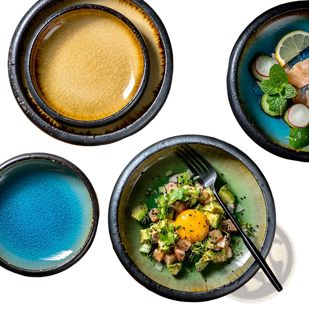 Ceramic Bowl Kiln Glazed Bone China Round Plate