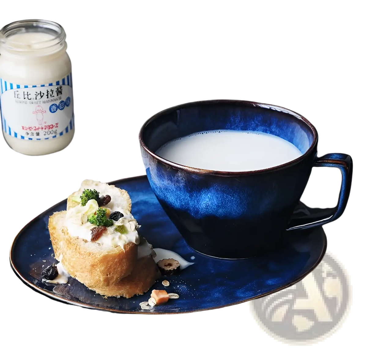Ceramic Coffee Mug and Saucer Set in Deep Blue Glaze