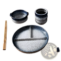 Ceramic Divided Dinner Plate Set with Speckled Glaze