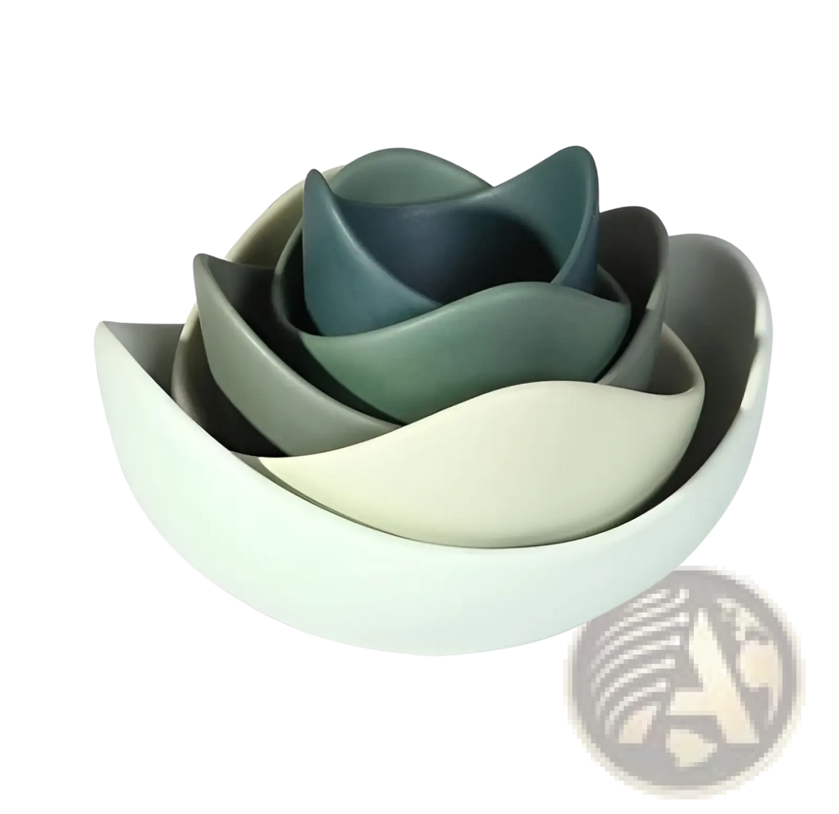 Ceramic Lotus Bowl Pastel Pink Nesting Flower Set