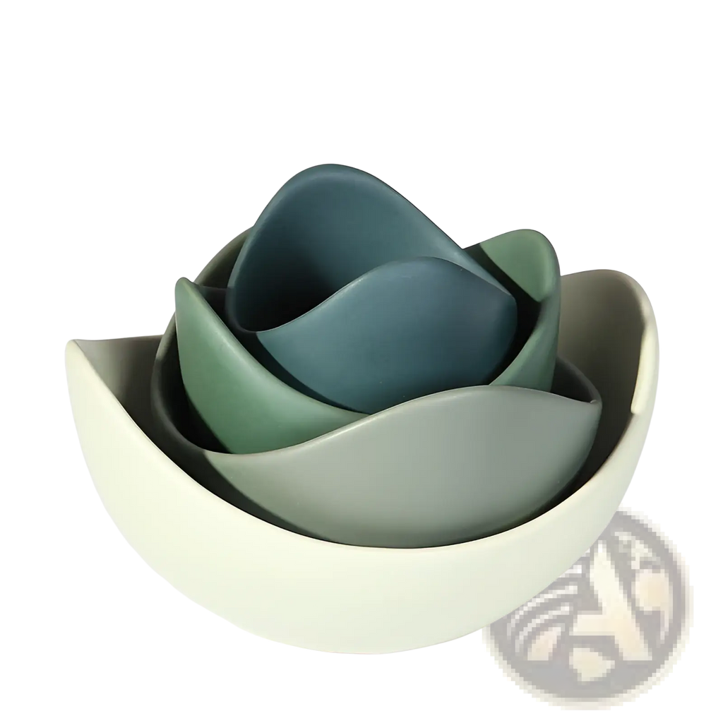 Ceramic Lotus Bowl Pastel Pink Nesting Flower Set