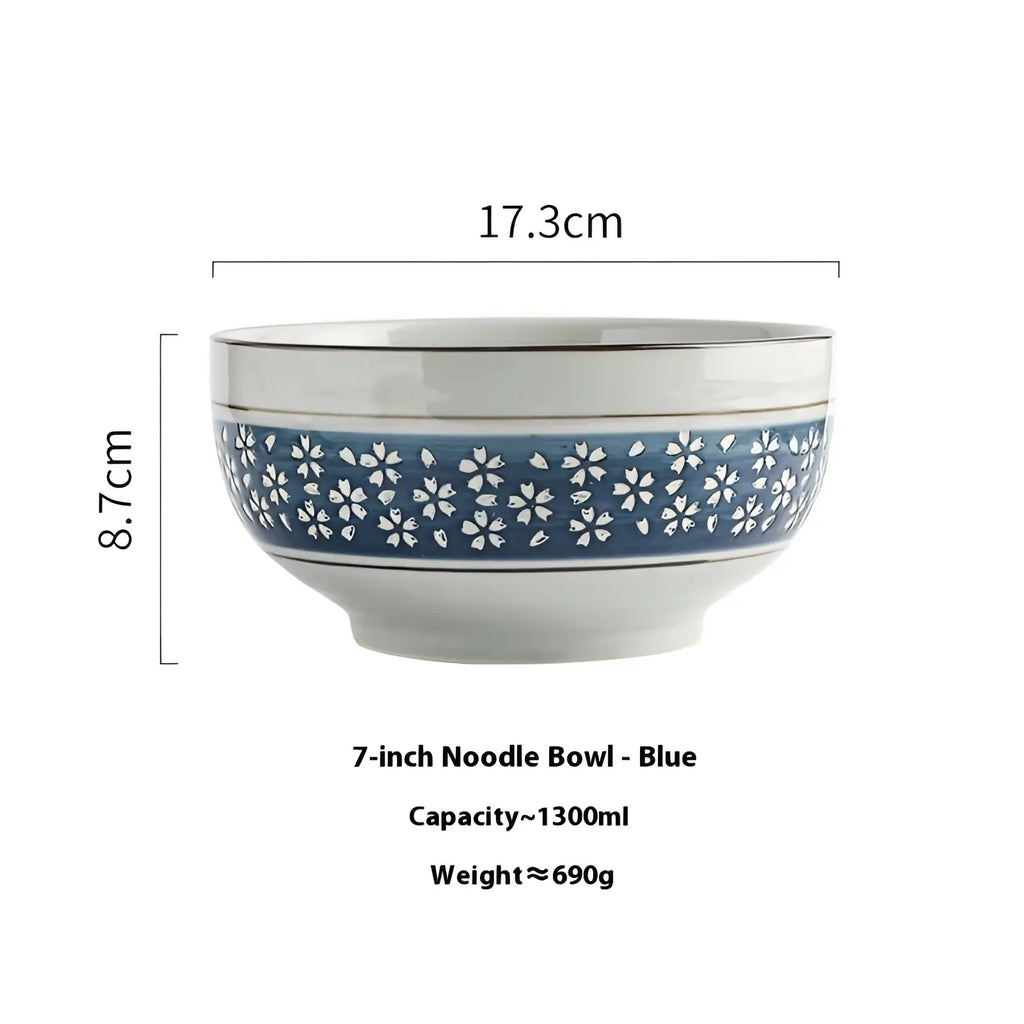 Ceramic Noodle Bowl 7 Inch Cherry Blossom Soup Bowl