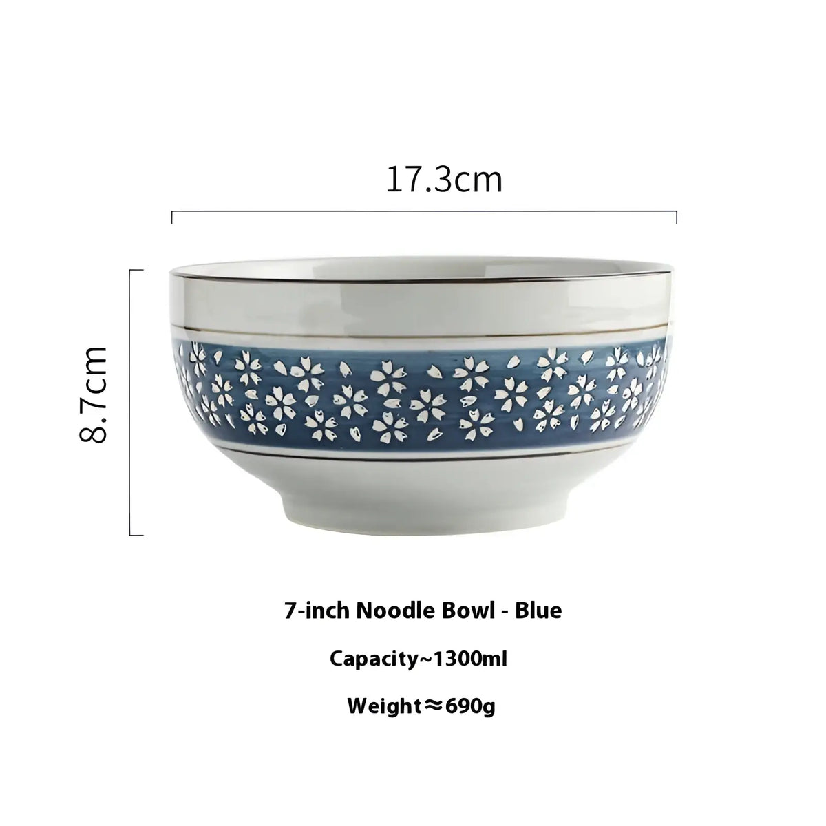 Ceramic Noodle Bowl 7 Inch Cherry Blossom Soup Bowl