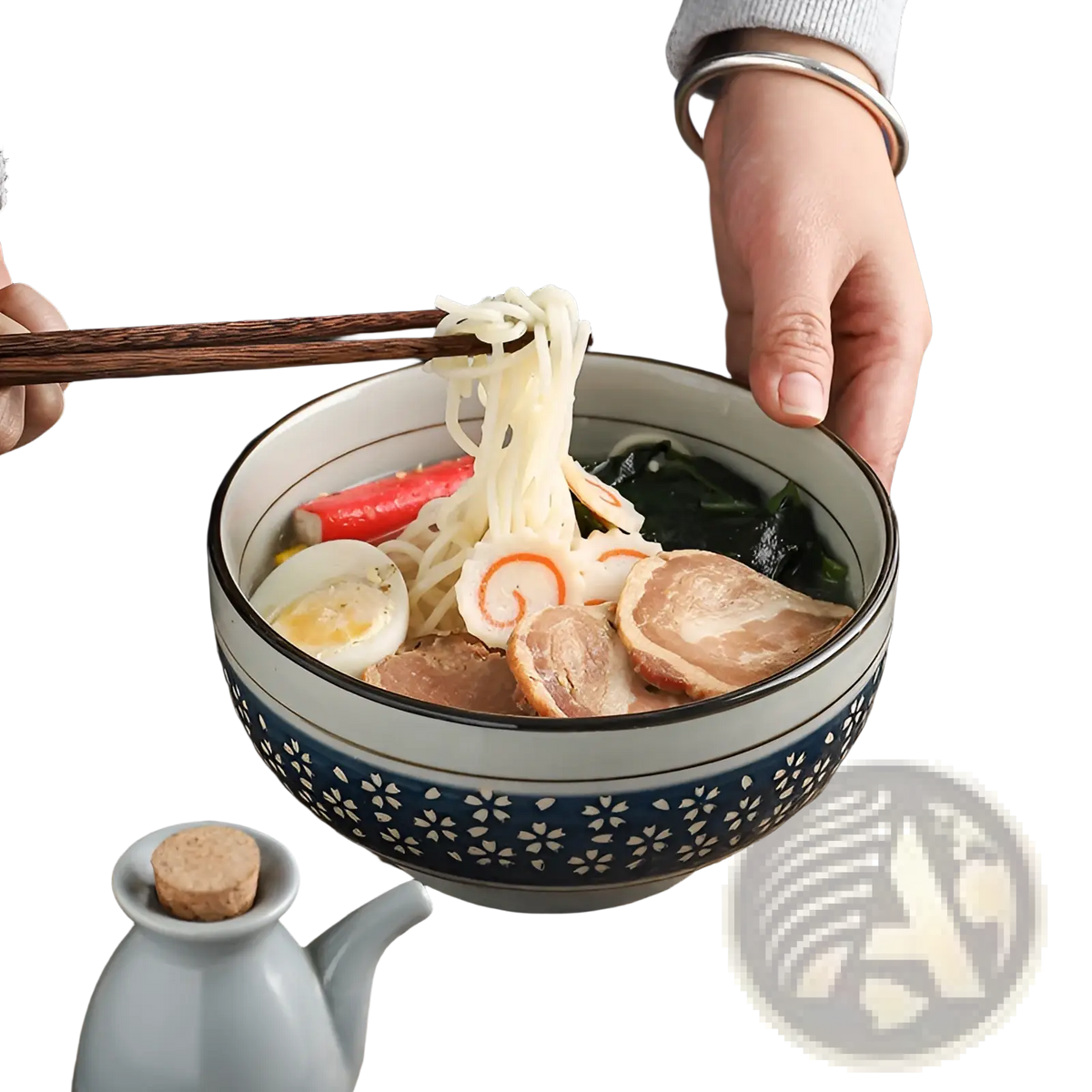 Ceramic Noodle Bowl 7 Inch Cherry Blossom Soup Bowl