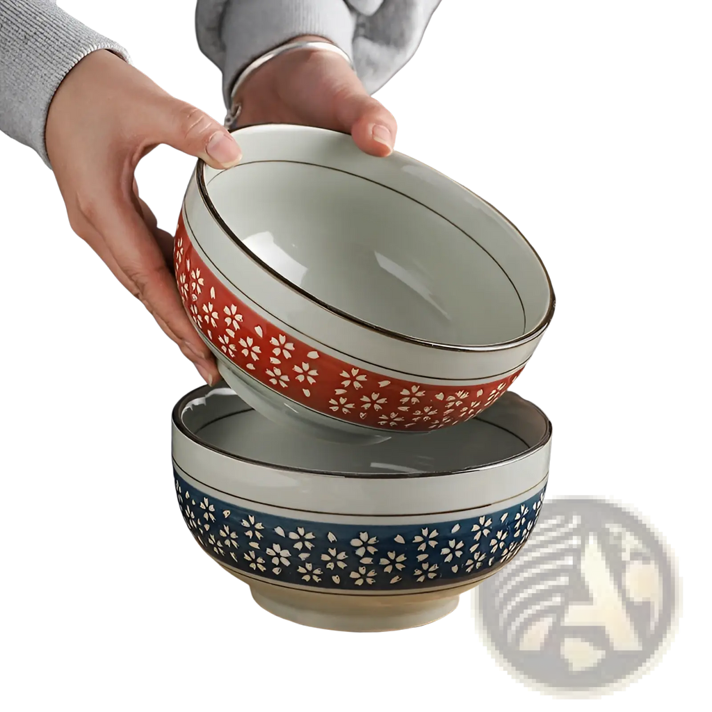 Ceramic Noodle Bowl 7 Inch Cherry Blossom Soup Bowl
