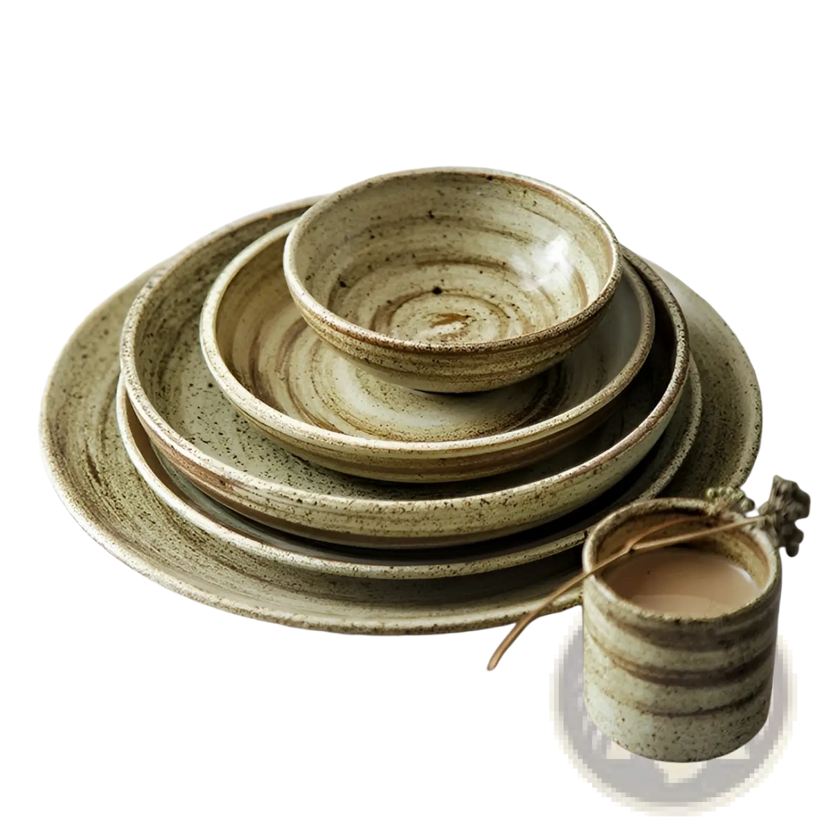 Ceramic Rustic Speckled Stoneware Tableware Set