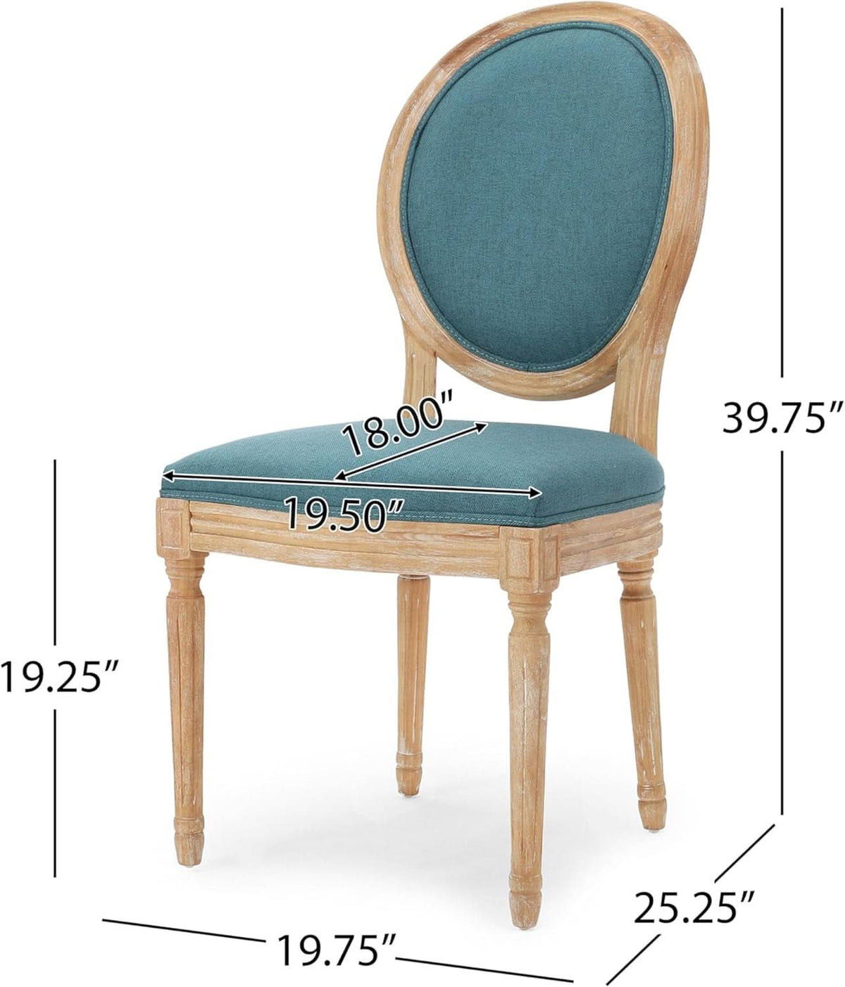 Phinnaeus Fabric Dining Chairs Set Dark Teal Two Piece
