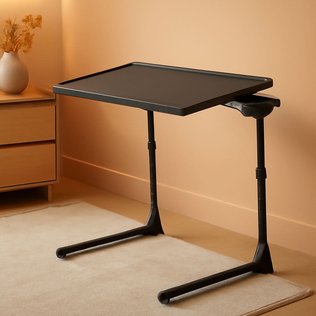 Adjustable TV Tray Table With 6 Height Settings And 3 Tilt Angles Black