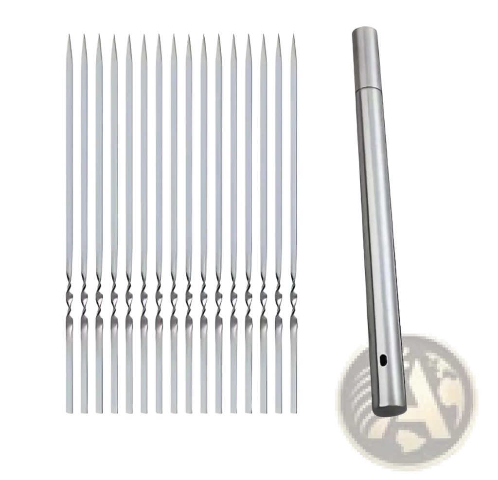 Charcoal Grill with 30 Stainless Steel Skewers Set