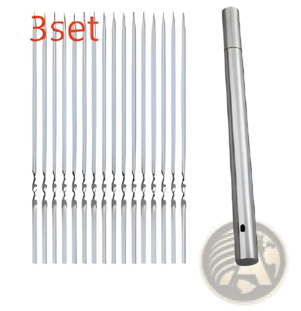 Charcoal Grill with 30 Stainless Steel Skewers Set