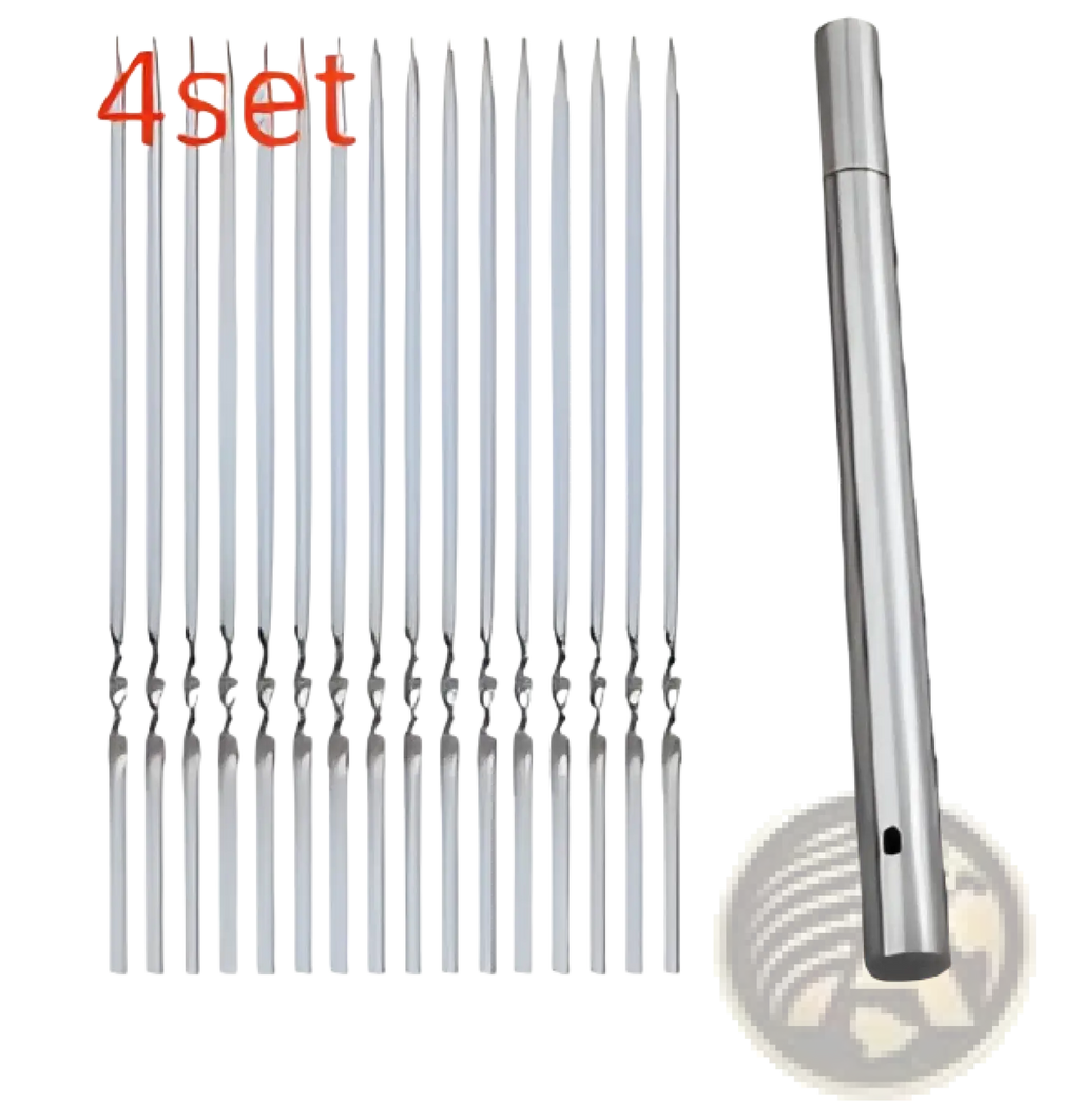 Charcoal Grill with 30 Stainless Steel Skewers Set