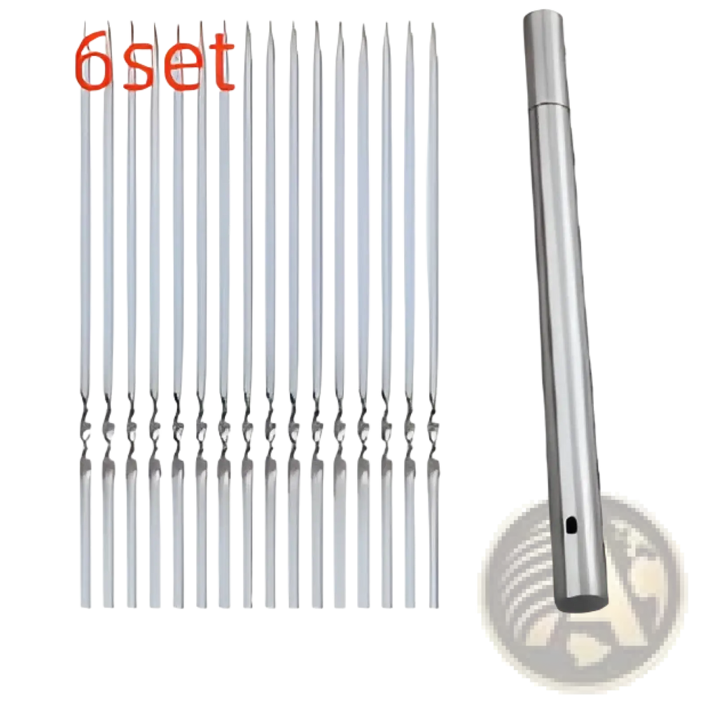 Charcoal Grill with 30 Stainless Steel Skewers Set