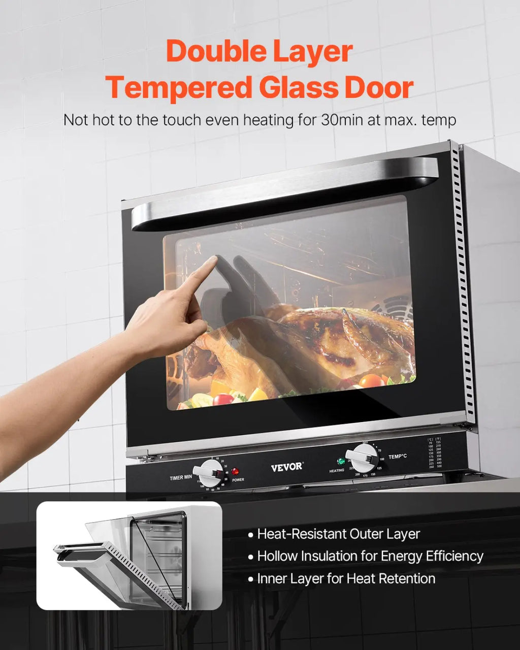Commercial Convection Oven 66l 2800w Stainless Steel