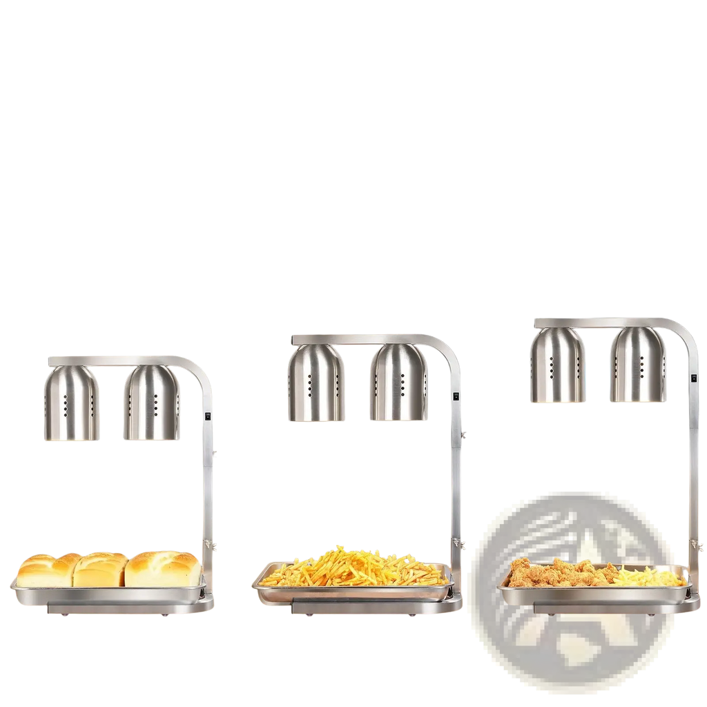 Commercial Food Heat Lamp Dual Head Stainless Steel