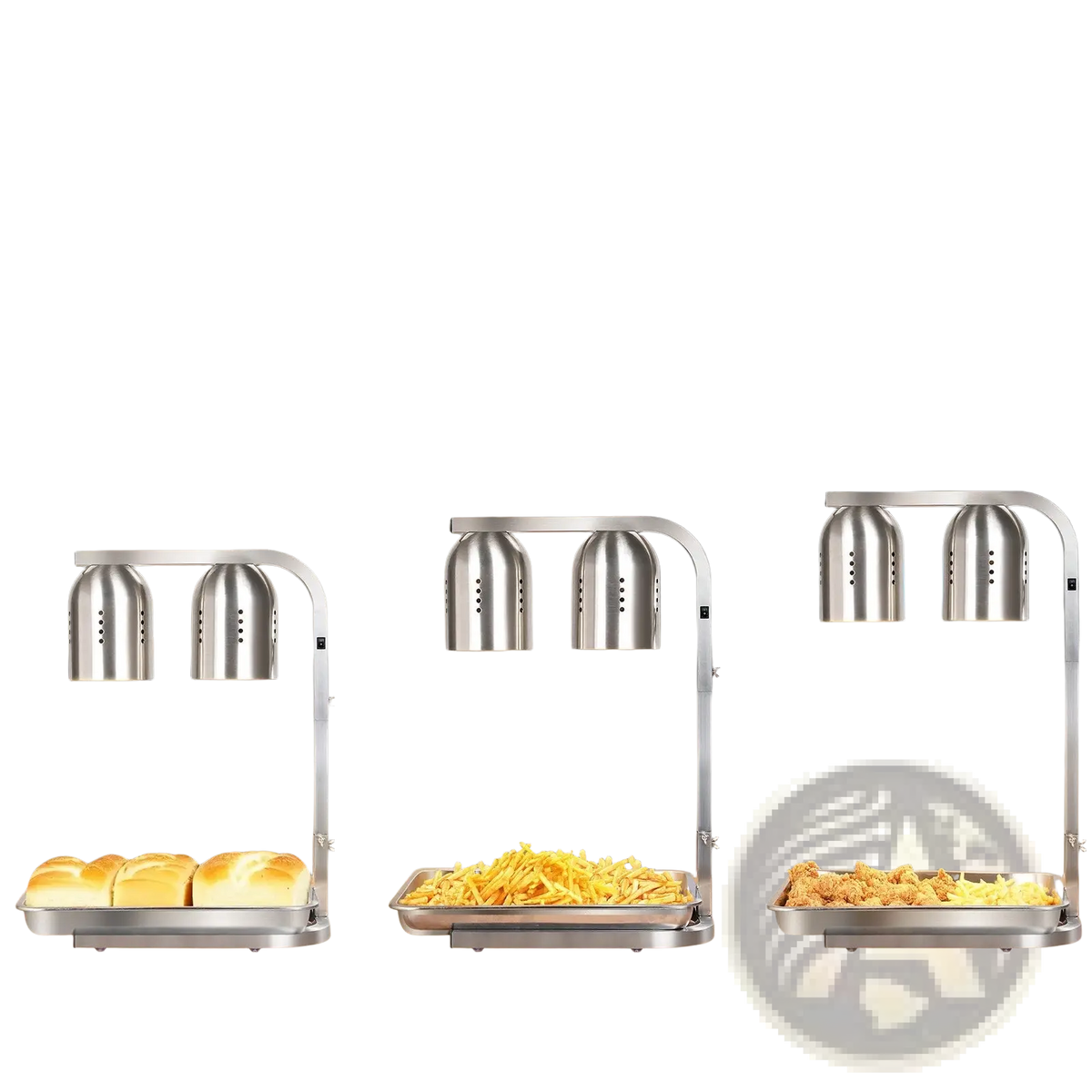 Commercial Food Heat Lamp Dual Head Stainless Steel