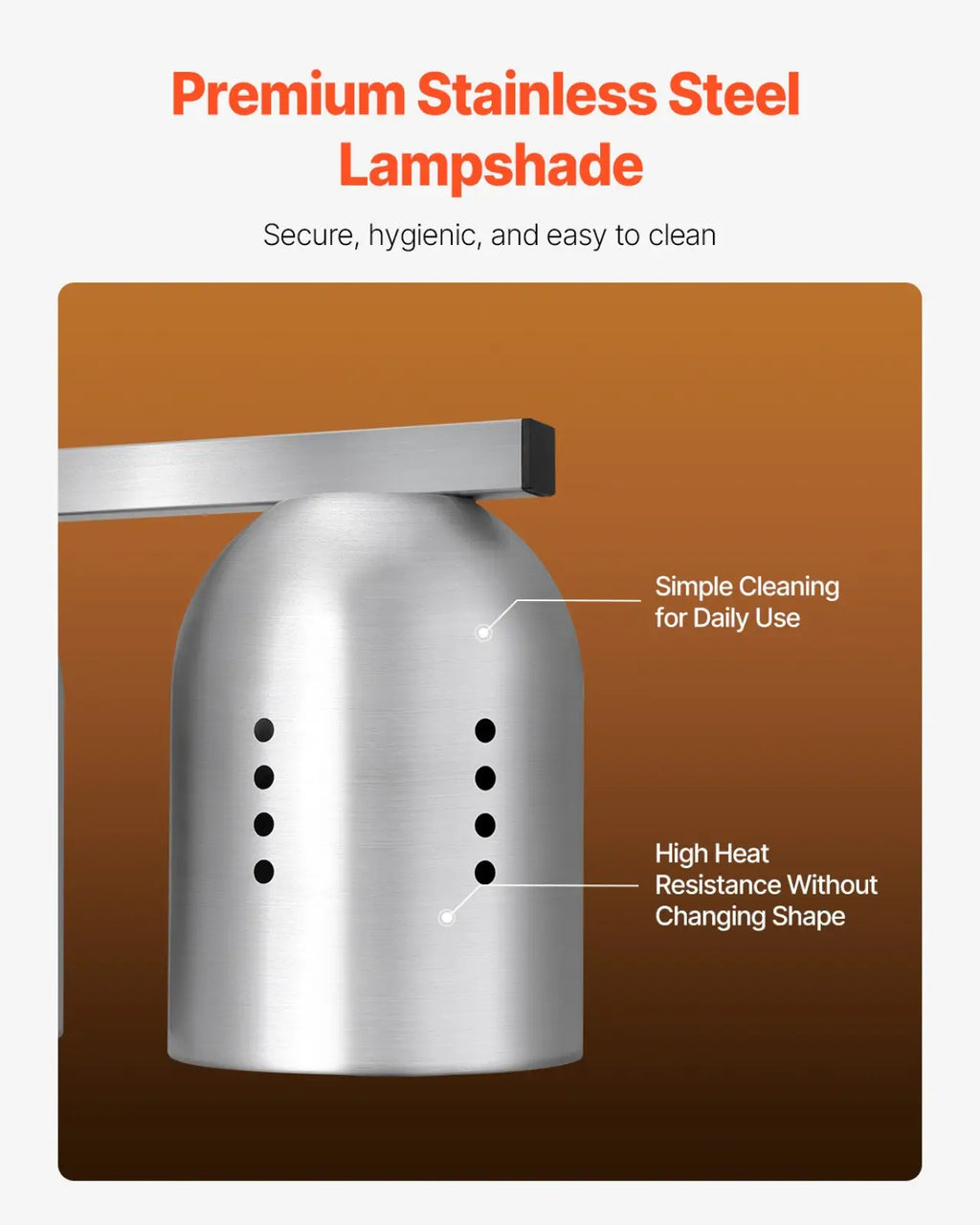 Commercial Food Heat Lamp Dual Head Stainless Steel