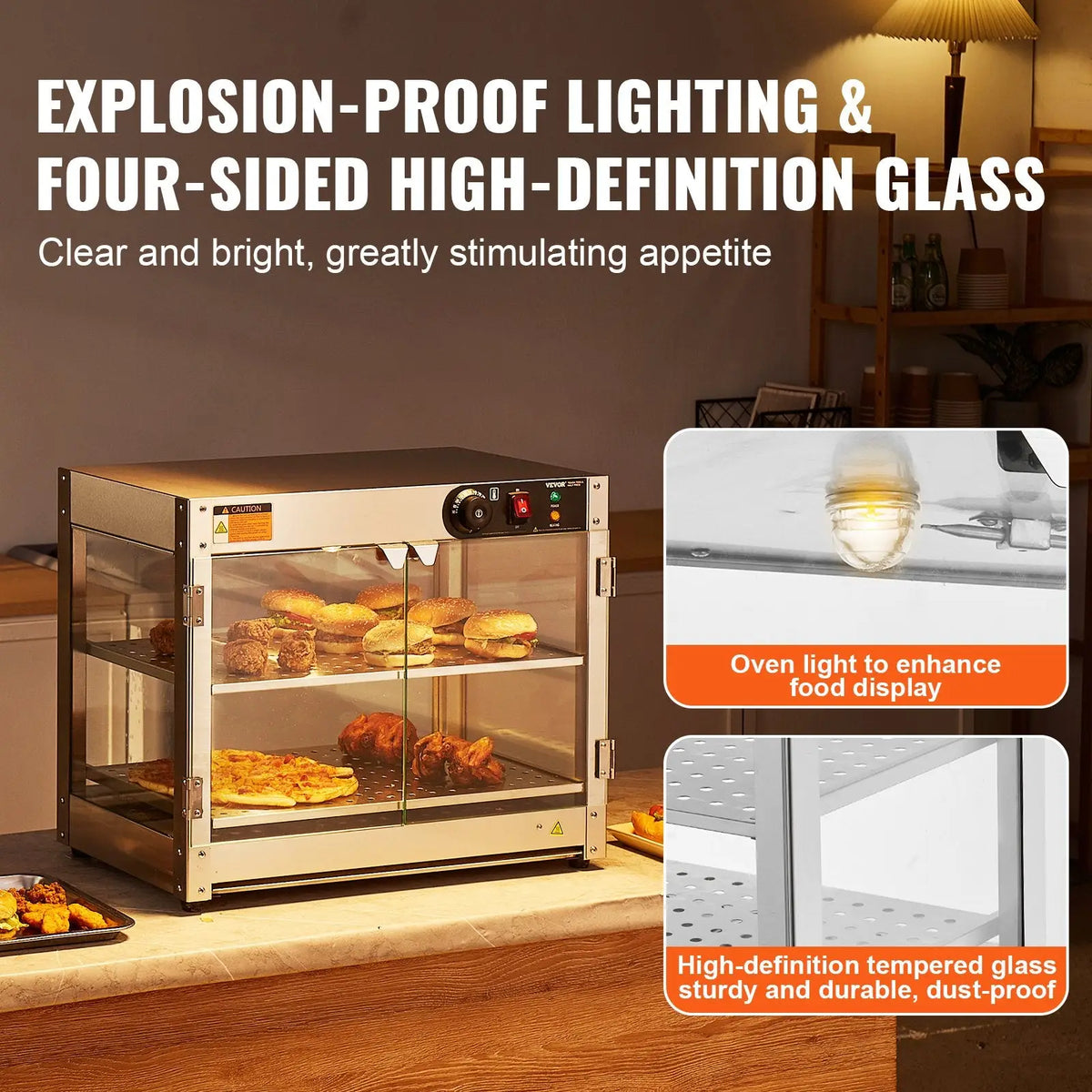 Commercial Food Warmer 2 Tier Countertop Pizza Display