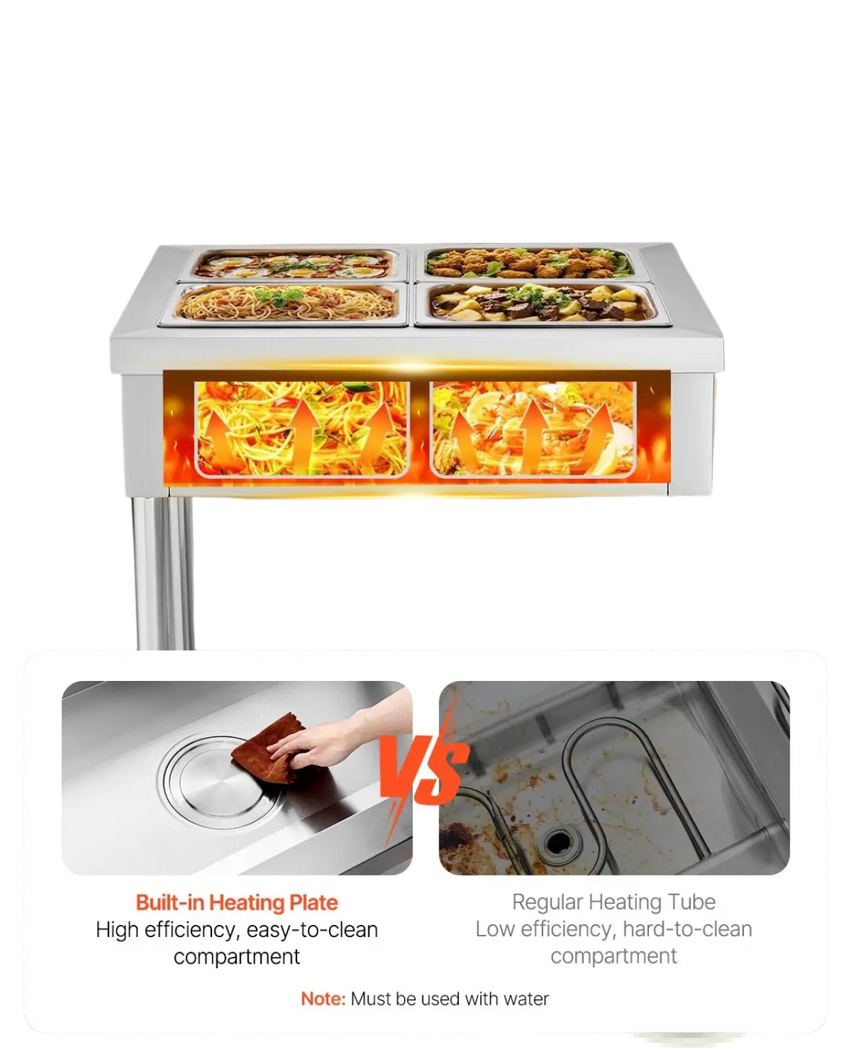 Commercial Food Warmer 4 Pan Electric Steam Table