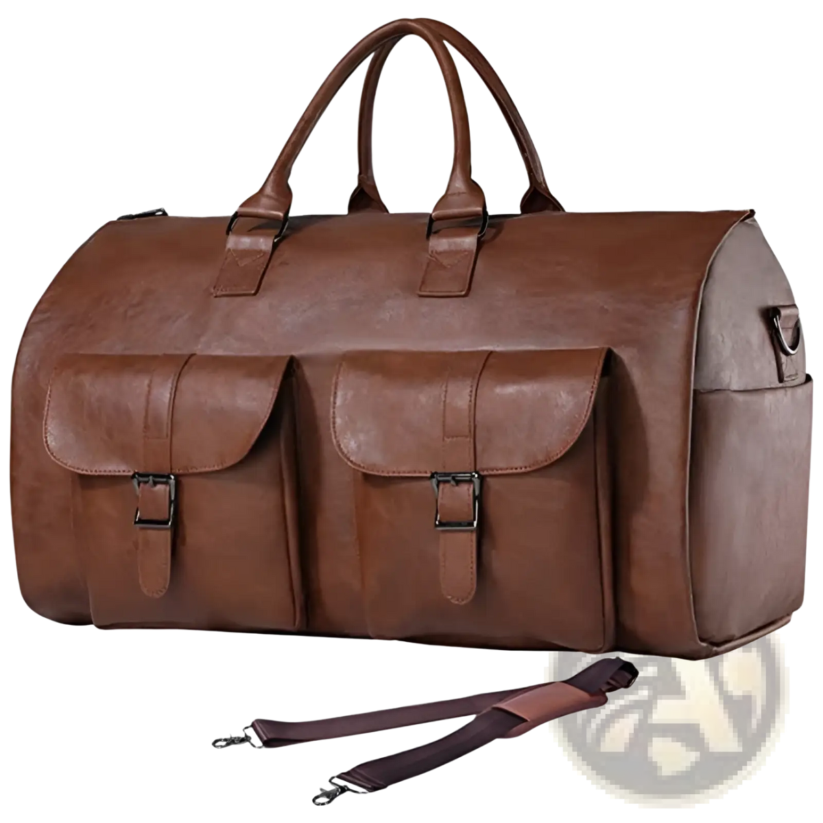 Convertible Leather Travel Garment Bag with Shoe Pocket