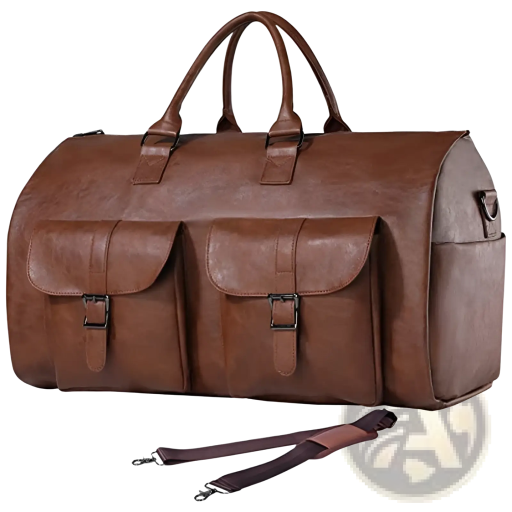 Convertible Leather Travel Garment Bag with Shoe Pocket
