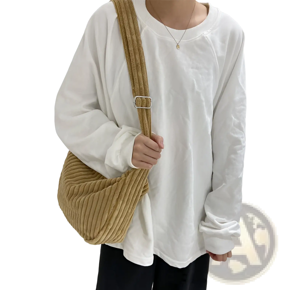 Corduroy Crossbody Shoulder Bag with Adjustable Strap