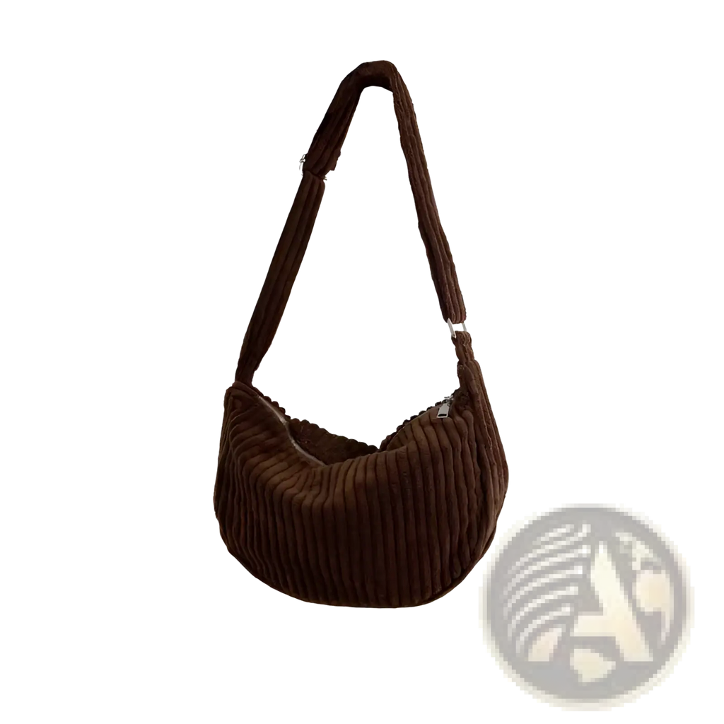 Corduroy Crossbody Shoulder Bag with Adjustable Strap