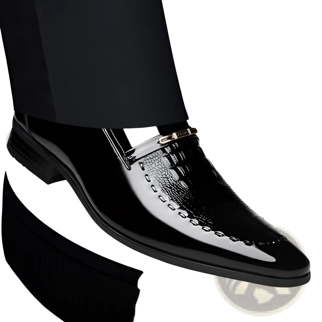 Crocodile Patent Leather Men's Loafers with Buckle