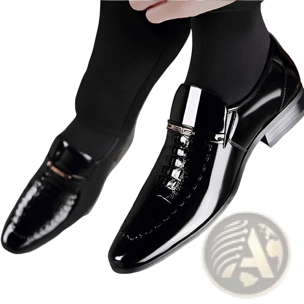 Crocodile Patent Leather Men's Loafers with Buckle
