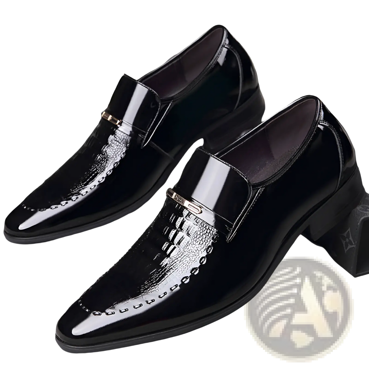 Crocodile Patent Leather Men's Loafers with Buckle
