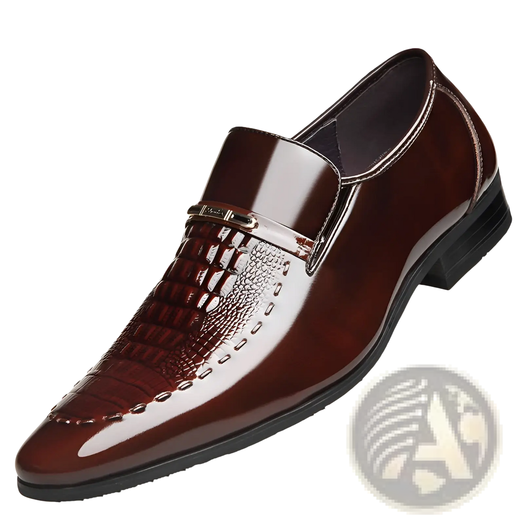 Crocodile Patent Leather Men's Loafers with Buckle