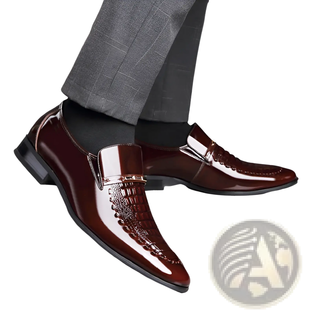 Crocodile Patent Leather Men's Loafers with Buckle