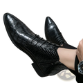 Crocodile Pattern Leather Pointed Toe Ankle Boots