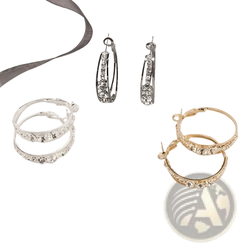 Crystal Inlaid Geometric Hoop Earrings for Women
