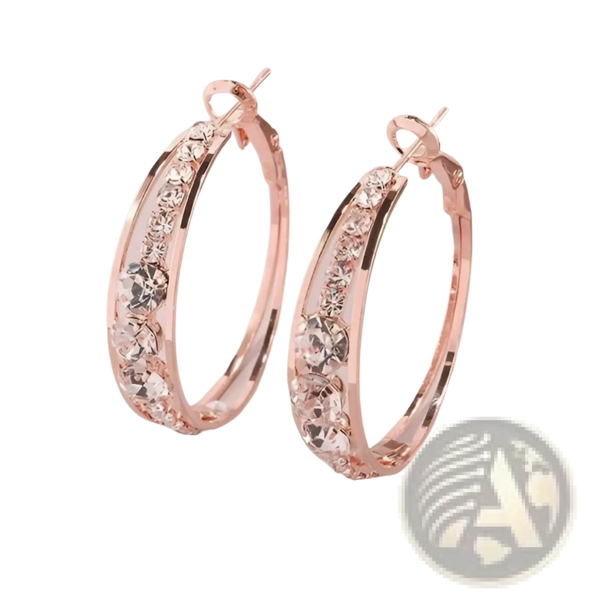 Crystal Inlaid Geometric Hoop Earrings for Women