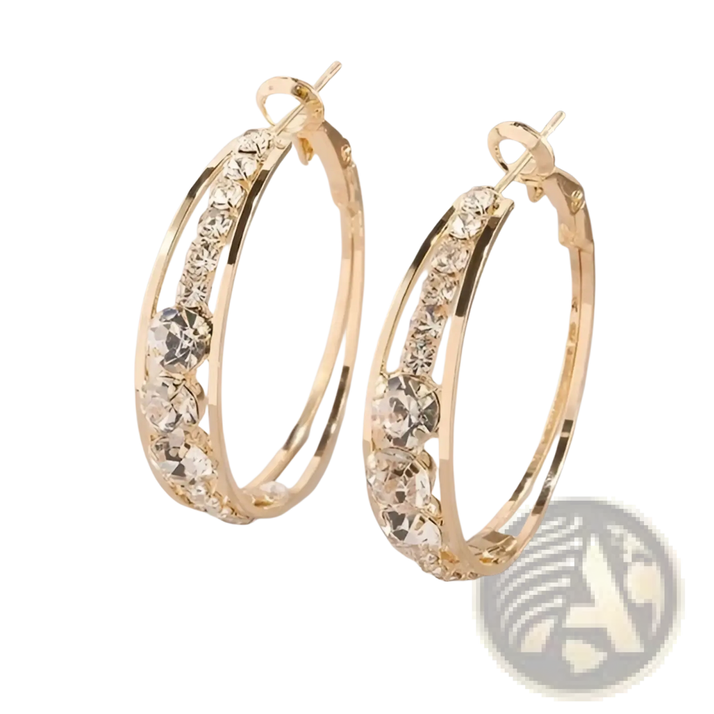 Crystal Inlaid Geometric Hoop Earrings for Women