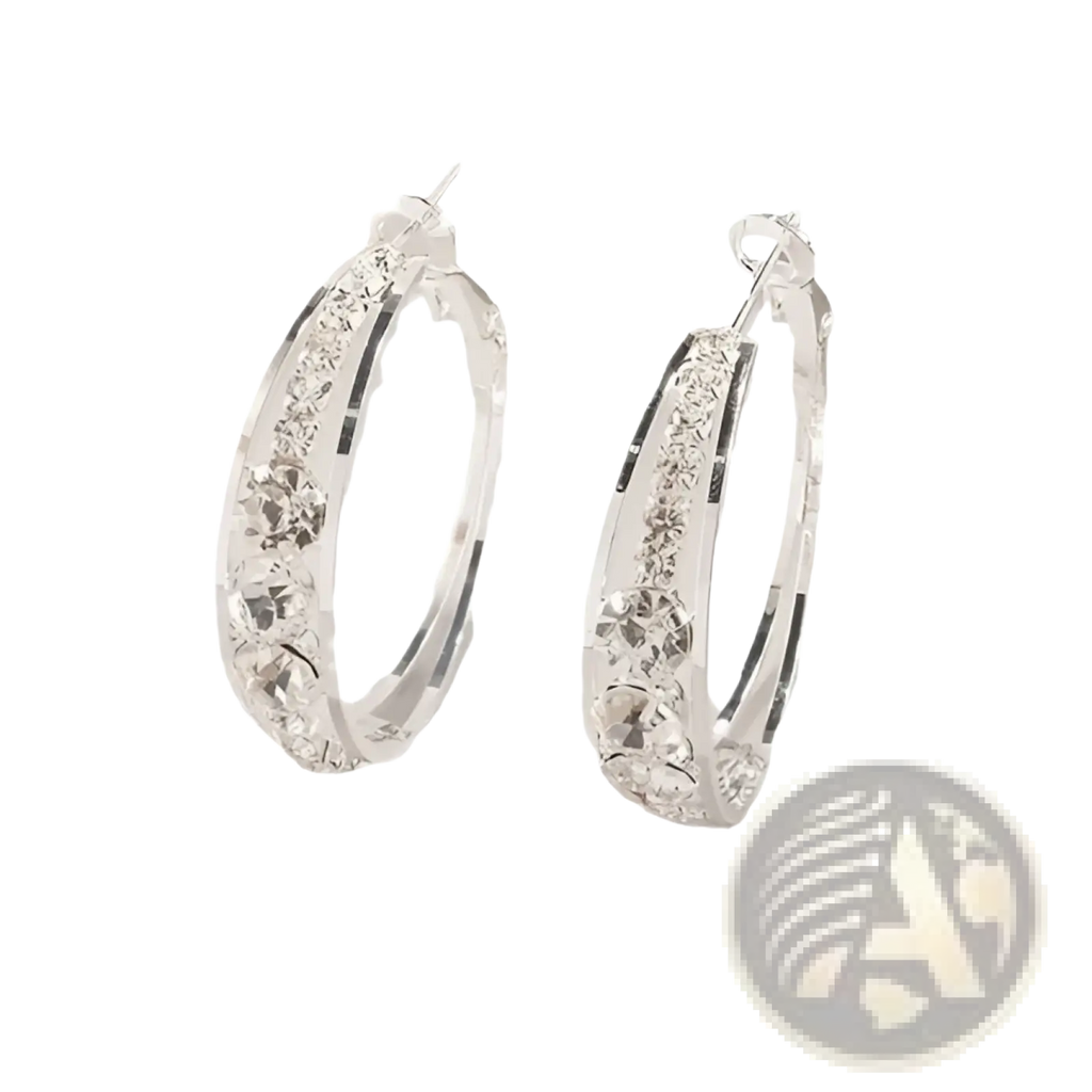 Crystal Inlaid Geometric Hoop Earrings for Women