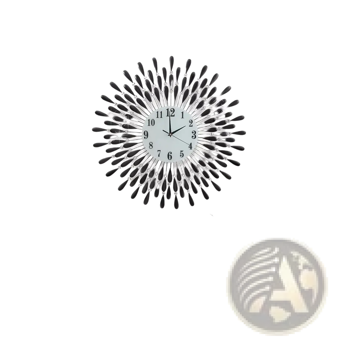 Crystal Wall Clock 38cm Silver Sunburst Home Decor