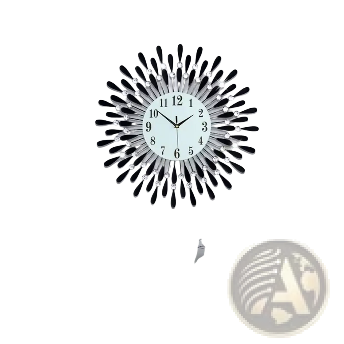 Crystal Wall Clock 38cm Silver Sunburst Home Decor