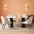 White Upholstered Dining Chairs With Thick Cushions