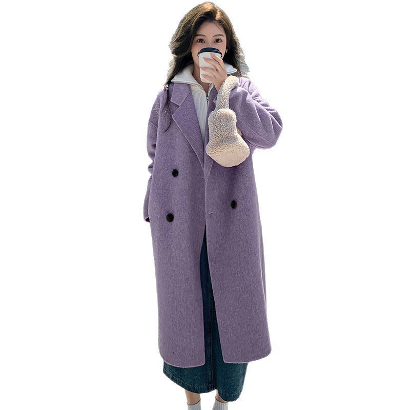 Stylish, Western-style Double-faced Wool Coat For Women