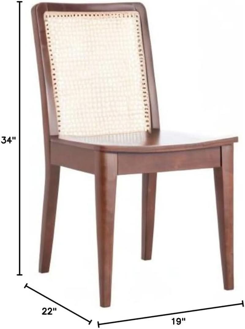 Benicio Dark Brown Natural Rattan Back Dining Chair Set of 2