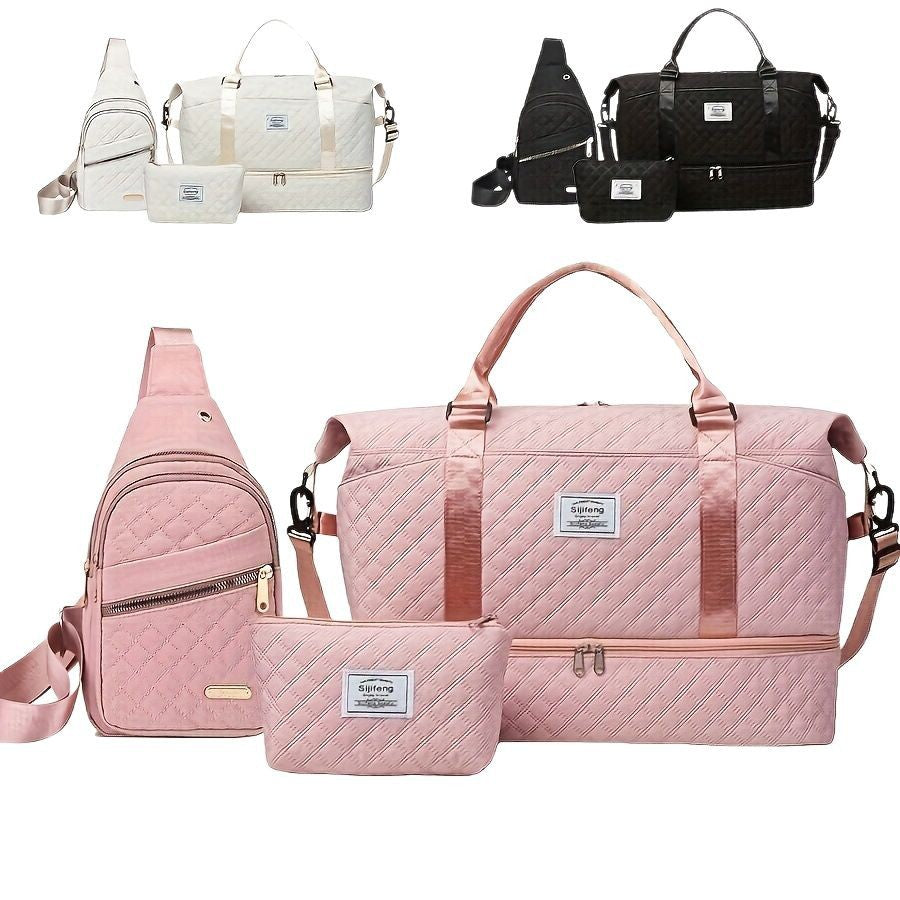 Women's Large-Capacity Travel Organizer Set Of Three Travel Duffel And Two Smaller Bags