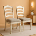 Upholstered Dining Chairs Set, Antique White, 2 Count
