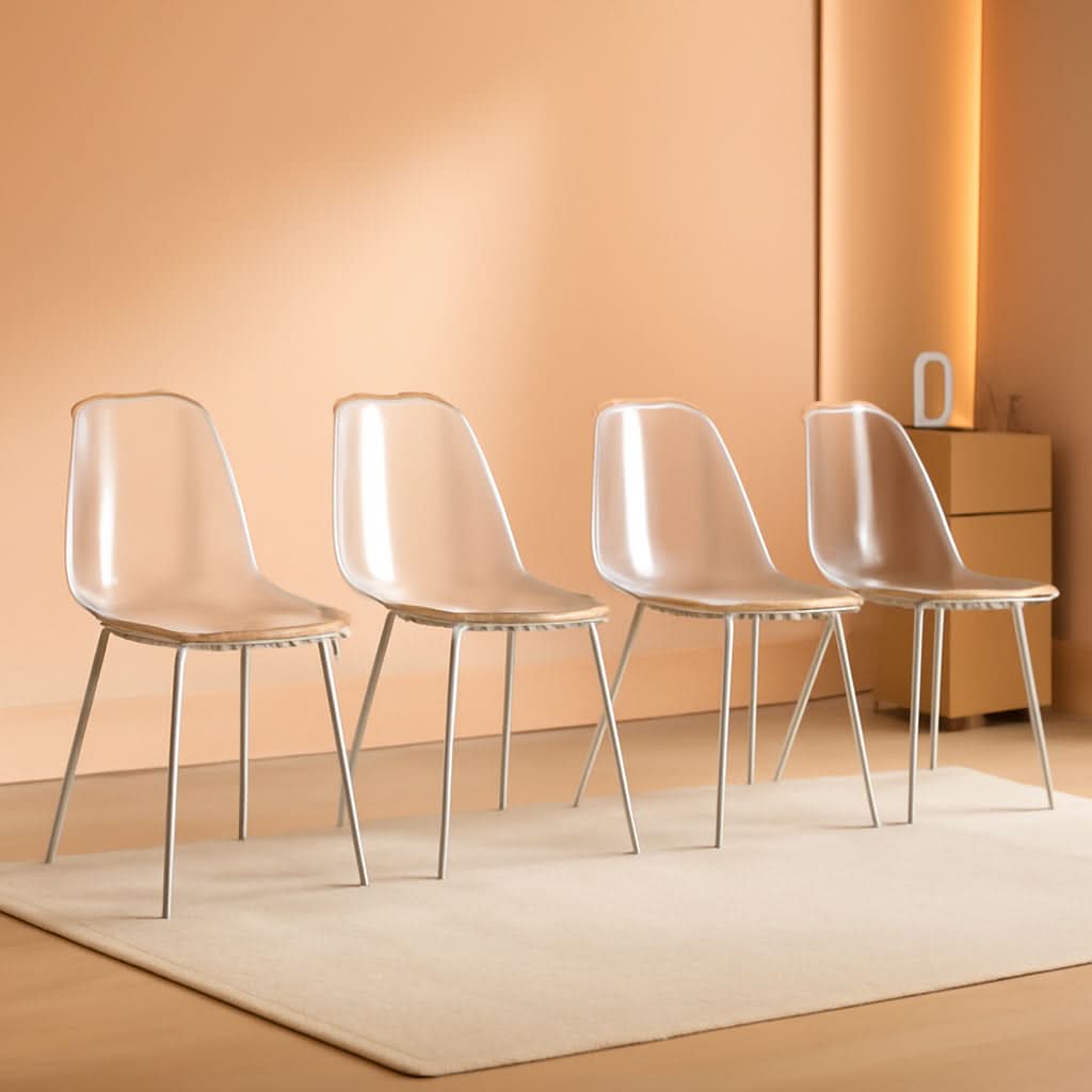 Clear Acrylic Dining Chairs Set Of 4 With Metal Legs