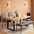 63-79 Inch Extendable Dining Table Rustic Oak Finish