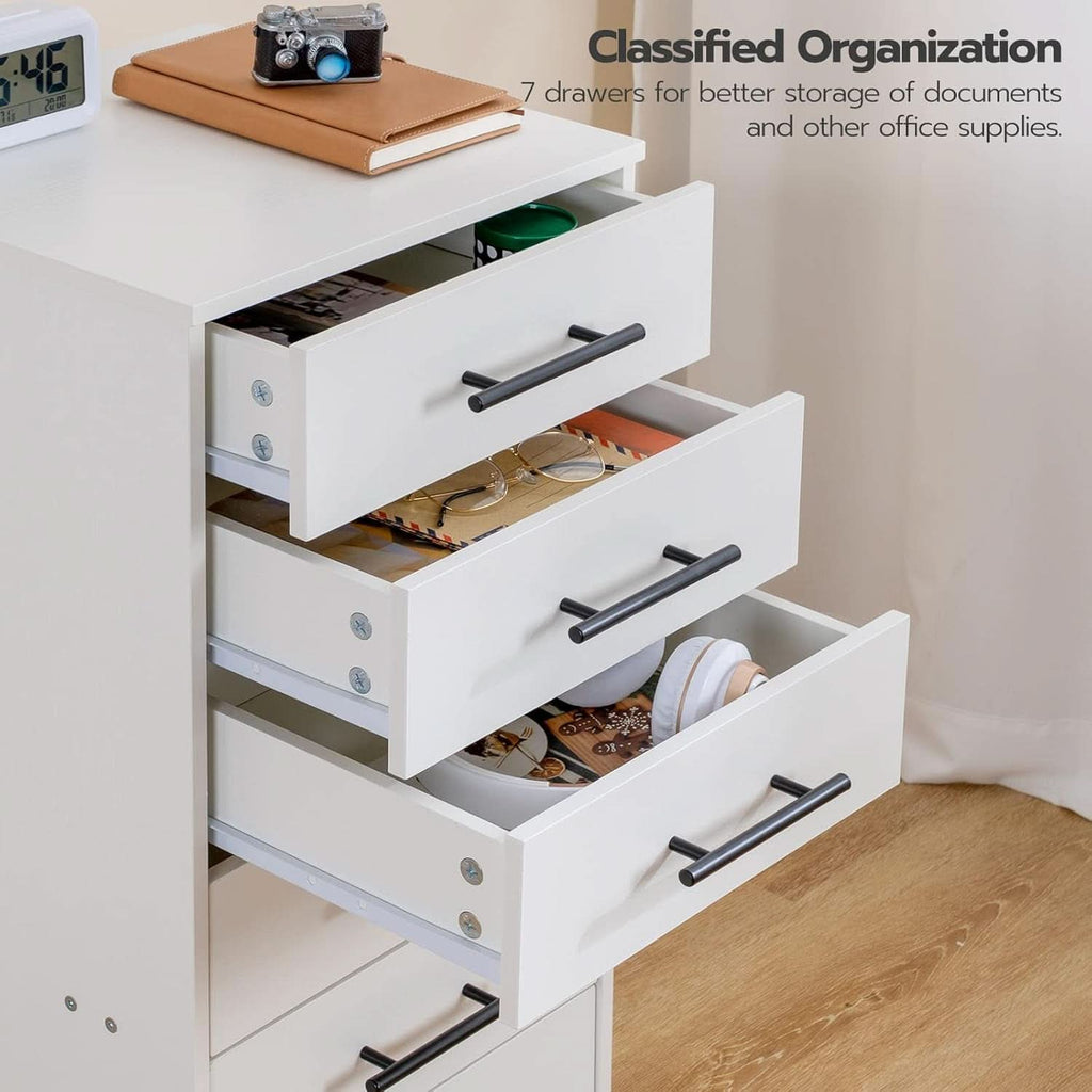 White 7 Drawer File Cabinet Storage For Home Office