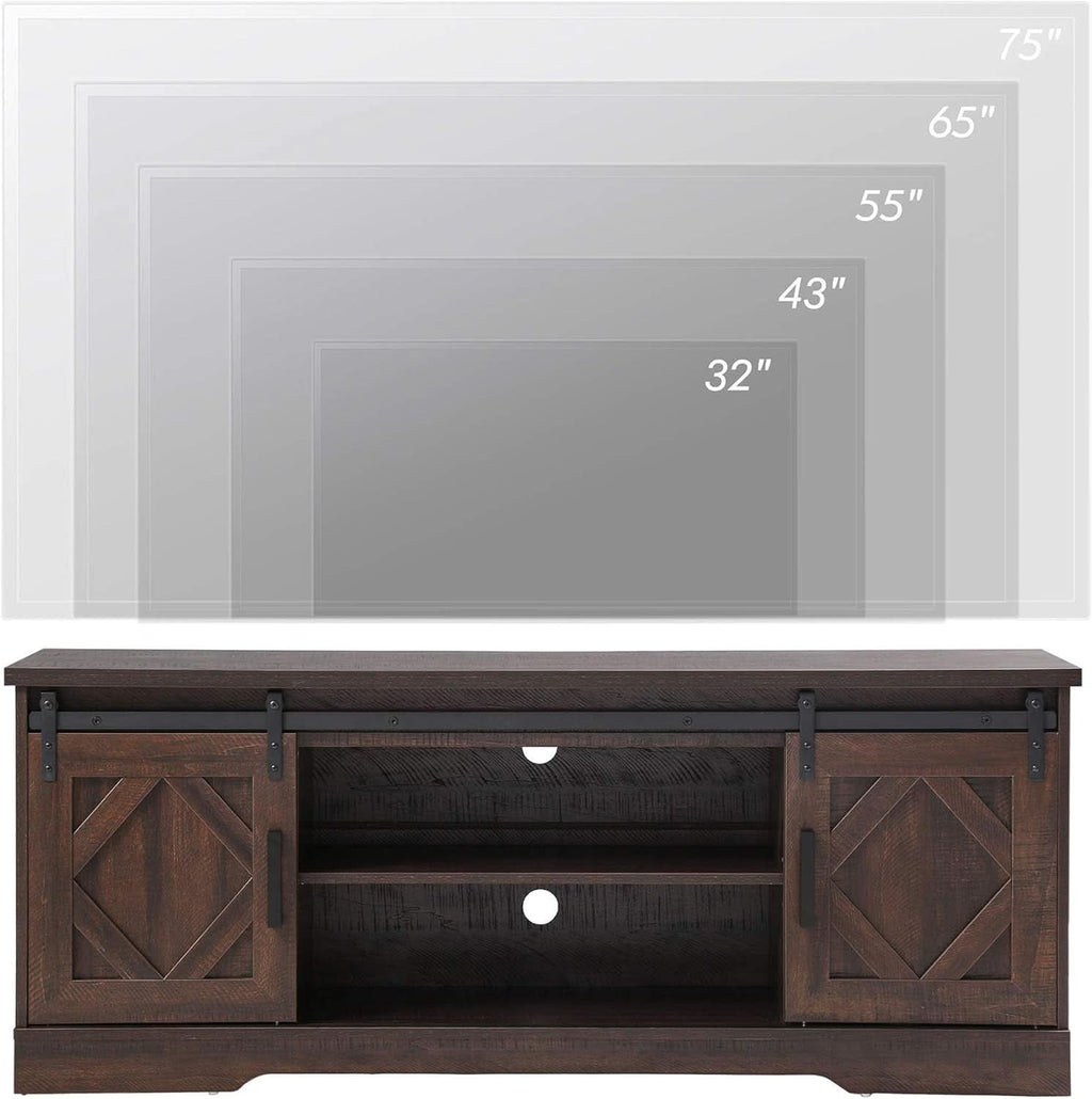 Rustic Sliding Barn Door TV Stand For 65 Inch TVs Console