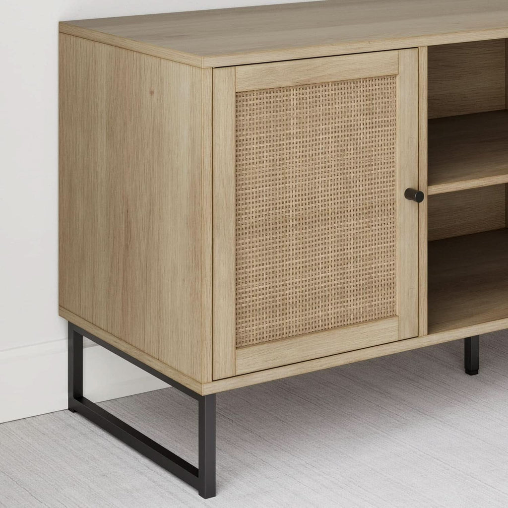 Mina Modern TV Stand With Storage Doors Oak Finish