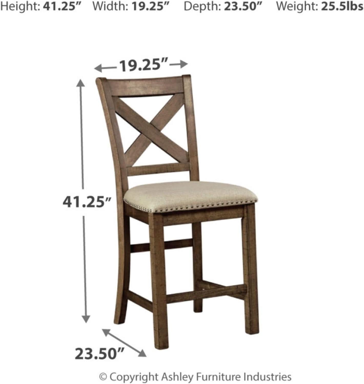 Moriville 24.5 Inch Upholstered Farmhouse Barstools Beige Brown Set of Two